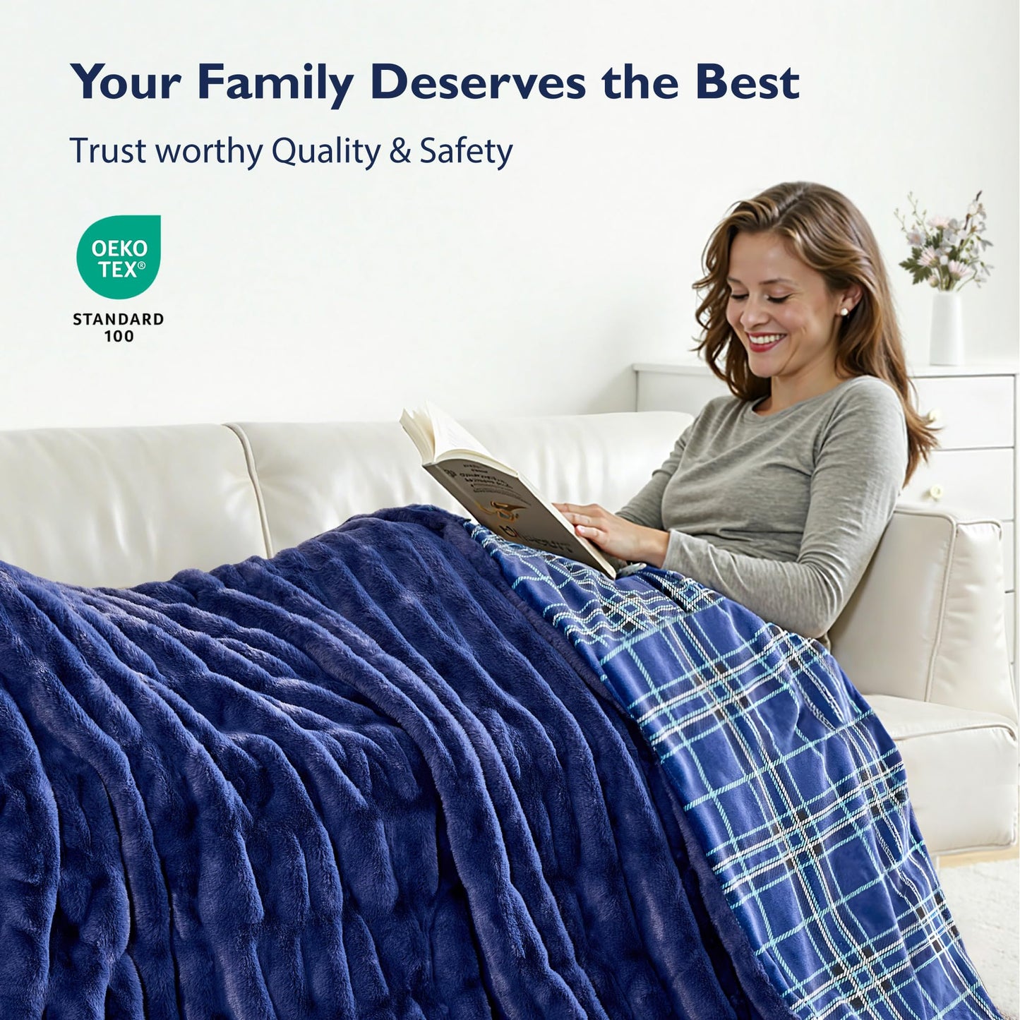 ALPHA HOME Blanket Soft Throw Blanket, Lightweight Fluffy Throw Blanket Throw Size, Luxury Home Decor Throw Blankets for Couch, Sofa, Bed, Blue