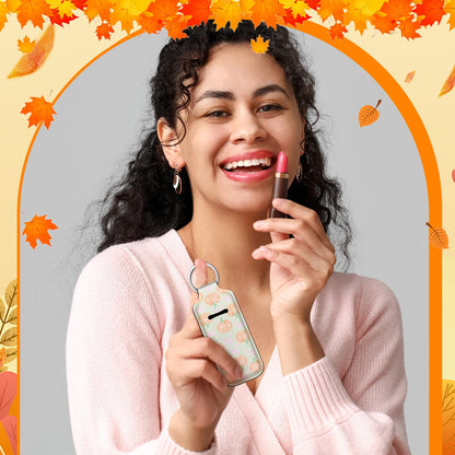 Ctosree 20 Pcs Thanksgiving Lipstick Holder Keychain Friendsgiving Gifts Pumpkin Lip Balm Holder for Thanksgiving Party Favor