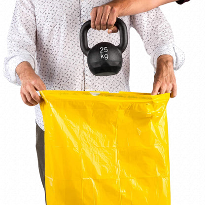 Relevo 30 Litre Bin Bags – Made from 100% Recycled Material. Yellow Bin Bags 30L – 55 cm x 60 cm. Includes 45 units of Pedal Bin Liners with Drawstrings.
