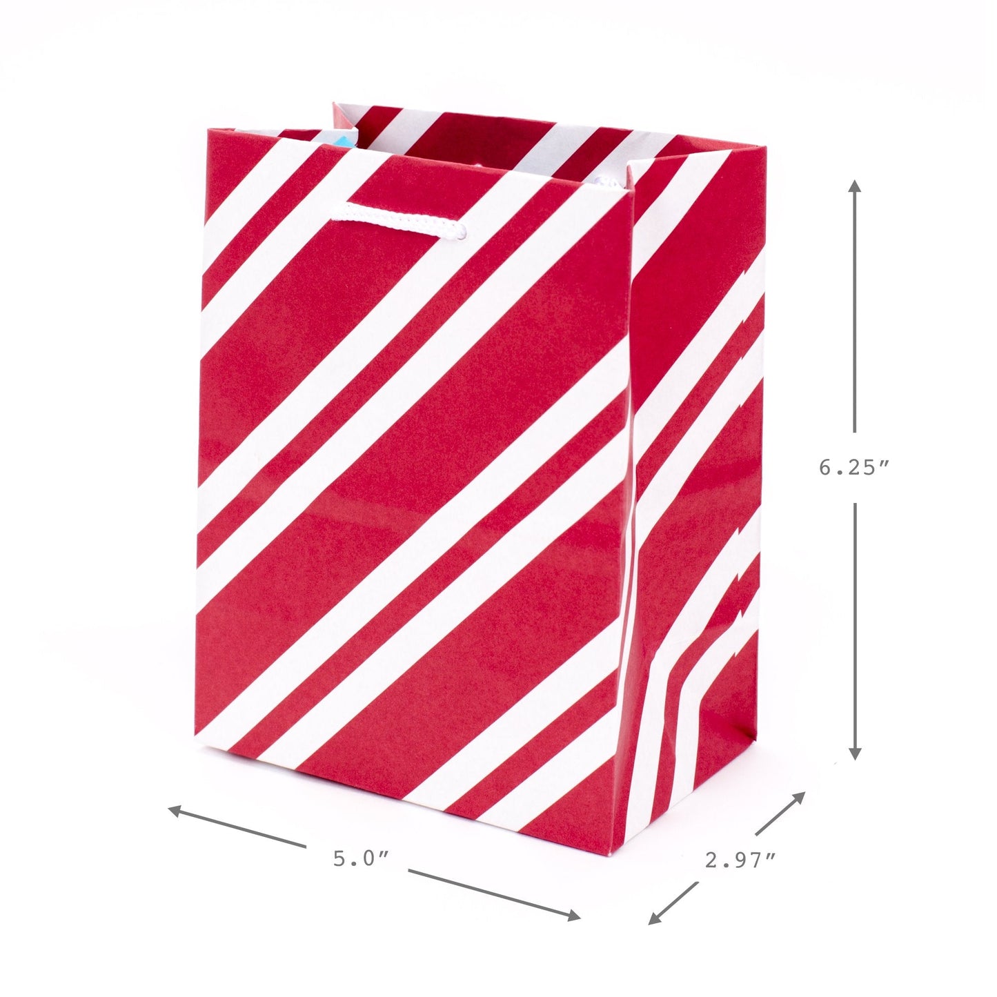 Hallmark 6" Small Holiday Gift Bag Set (Pack of 5; Red, White and Kraft) Snowflakes, Stripes, Merry (5XGB1798)