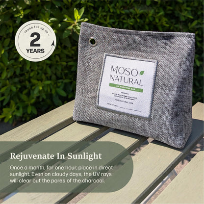 Moso Natural Air Purifying Bag 300g (3 Pack). A Scent Free Odour Eliminator for Closets, Bathrooms, Laundry and Pet Areas. Premium Moso Bamboo Charcoal