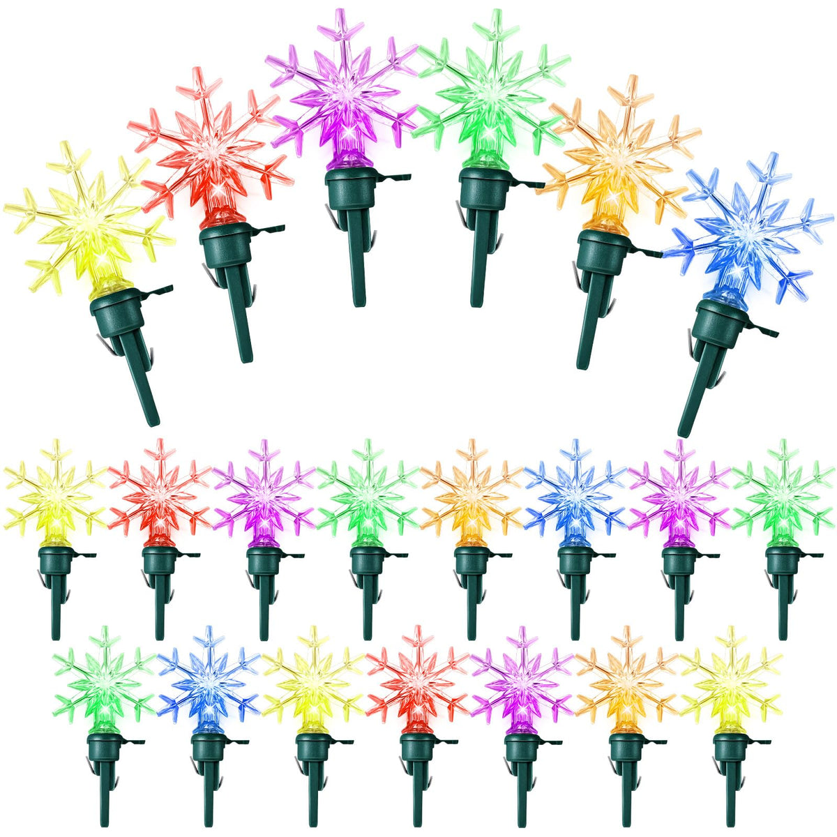 Honoson 60 Pcs Christmas LED Replacement Bulb Xmas Snowflake Replacement Bulb Christmas Tree Wire Light Set Indoor Outdoor String Light LED Replacement Bulb for Festival Patio Garden (Colorful)
