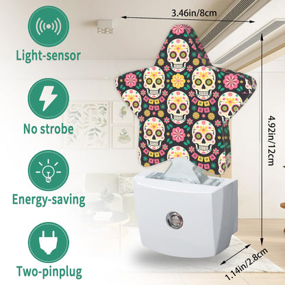 Star Night Light with Dusk to Dawn Sensor, Funny Skull Plug in Night Light for Kids Bedroom Nursery, Soft Warm Glow Lamp for Hallway Bathroom Energy Saving
