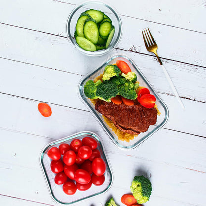 FAWLES 12 Pack Glass Meal Prep Containers with Airtight Lids, Leak-Proof Food Storage Containers, Dishwasher/Microwave/Oven/Freezer Safe Glass Containers for Lunch, Leftovers, to Go (Grey)