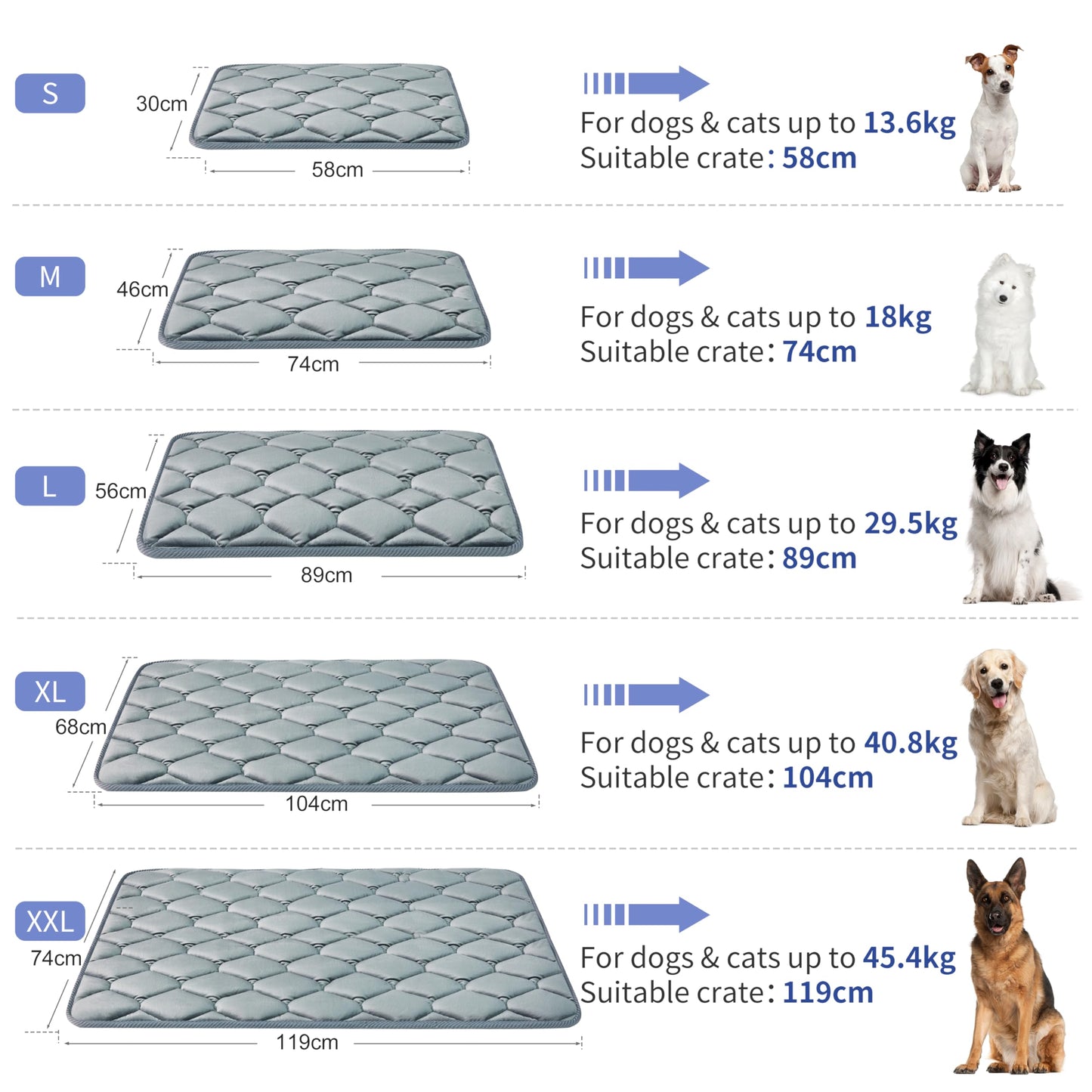 Geegoos Dog Crate Mattress,Washable Soft Kennel Pads,Pet Bed Blanket Dog Crate Mat Suitable for 36 inch Cage,Dog Bed Mats for Large Dogs and Cats(89x56cm,Grey)