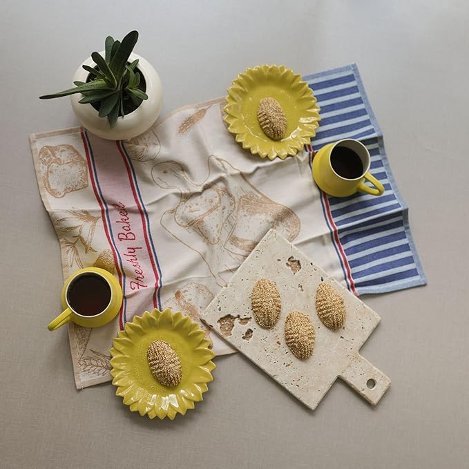 sea me at home 100% Cotton French Jacquard Kitchen Tea Towel Set of 4