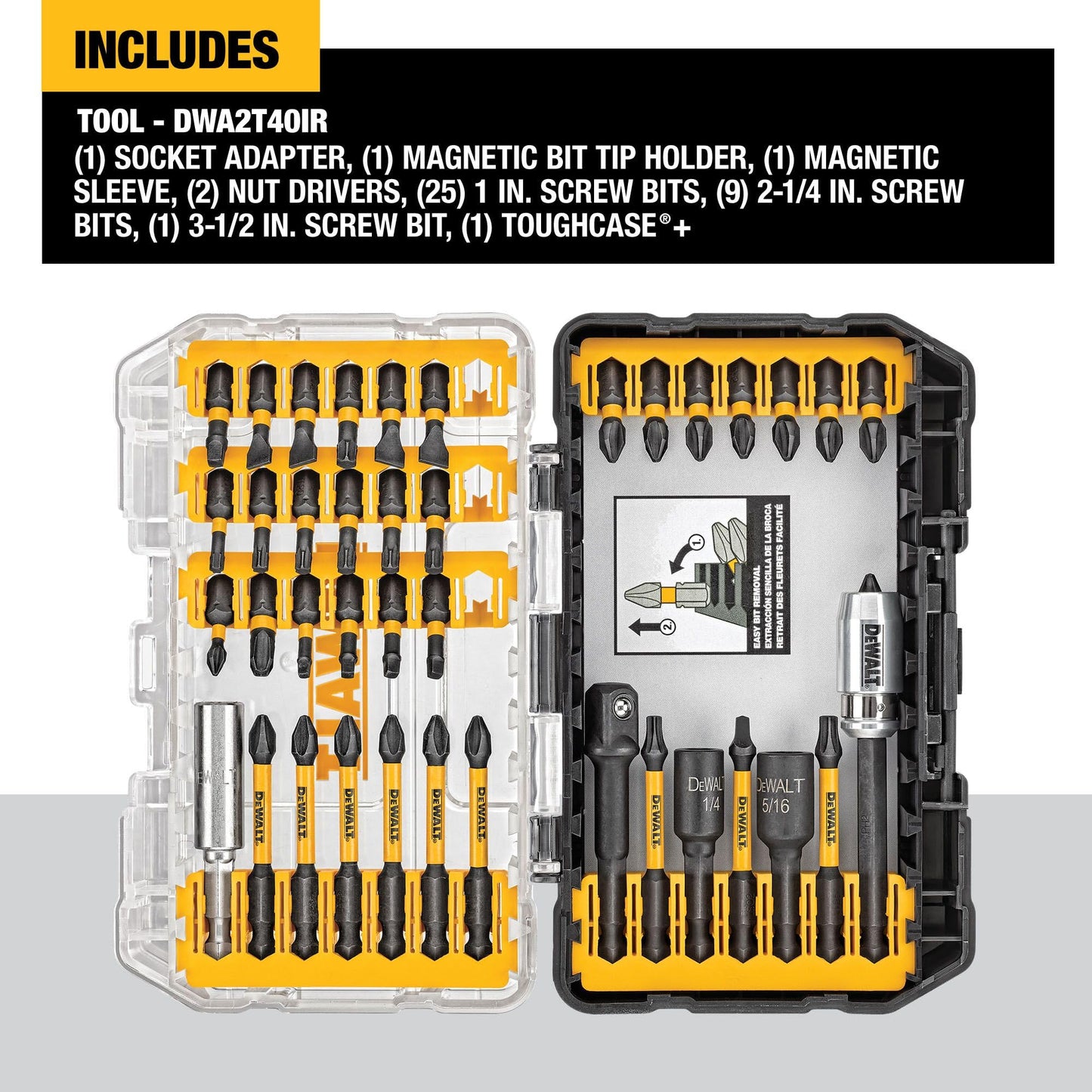 DEWALT Impact Ready FlexTorq Screwdriver Bit Set, 40 Pieces (DWA2T40IR), 22.2 x 4 x 22.2 cm
