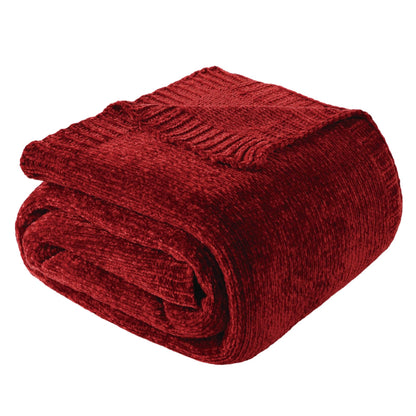 BATTILO HOME Christmas Red Throw Blanket for Couch, Chenille Knit Blanket for Sofa, Chair, Christmas Decor, Super Soft Blanket, 51"x67"