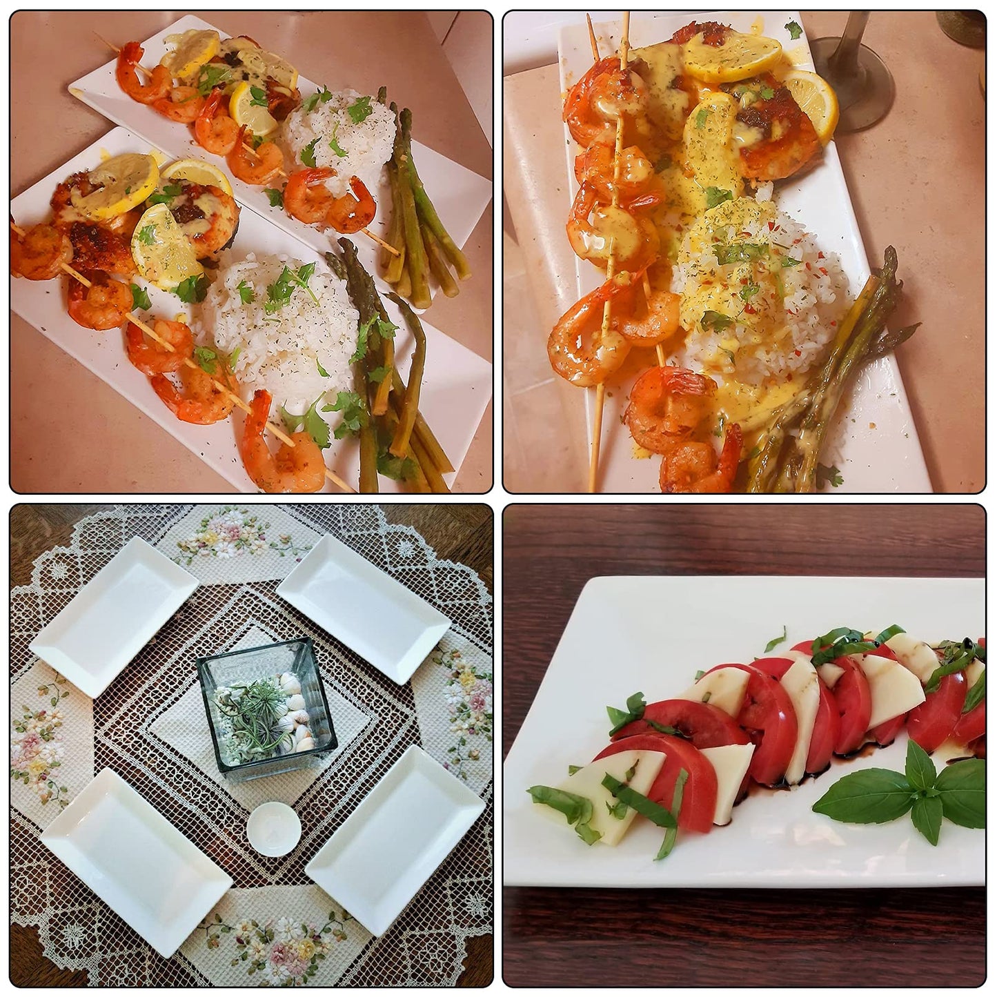 Foraineam 4 Pack Porcelain Serving Platters 10-1/4 x 5 inch Rectangular Serving Trays, Dessert, Appetizer, Salad Side Plates