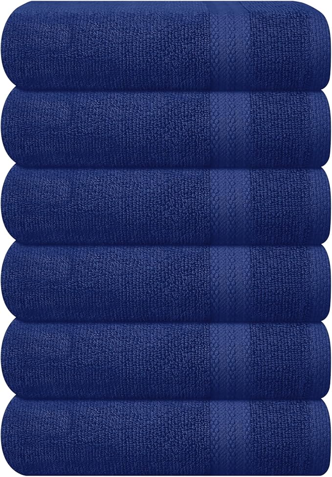 GLAMBURG Ultra Soft 6-Piece Hand Towel Set 16x28-100% Ringspun Cotton