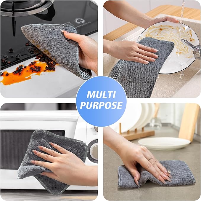 KinHwa Kitchen Washcloths for Dishes Absorbent Microfiber Dish Cloths Quick Dry
