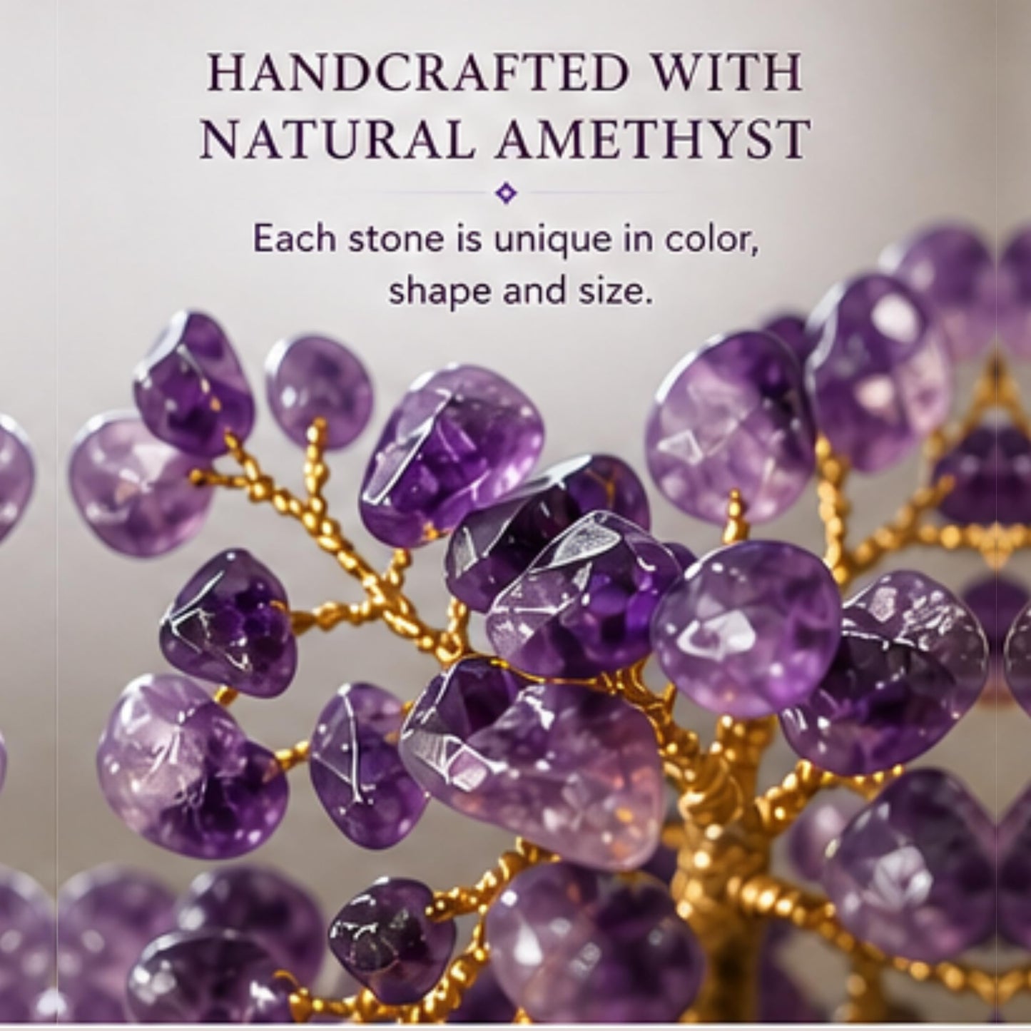 Real Crystal Tree of Life, Purple Amethyst Bonsai Money Tree with Agate Base, Spiritual Gemstone Feng Shui Decor with Gold Wire, Housewarming Birthday Gift (Amethyst (Purple))