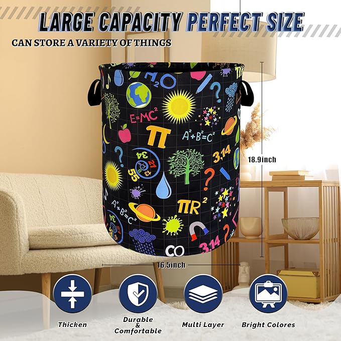 Funny Laundry Basket Oxford Cloth Foldable Geometry Pattern Laundry Hamper