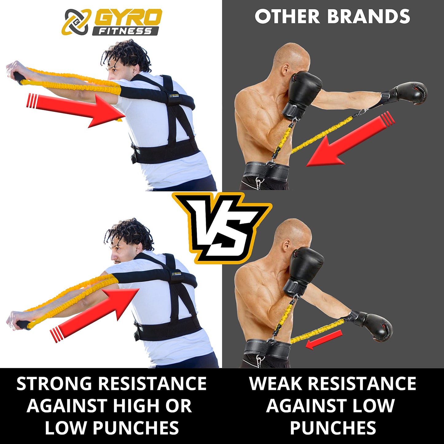 GYRO FITNESS | Shadow Boxer Pro | Boxing Resistance Bands Set for Shadow Boxing, Comes with Ankle Cuffs | Ideal Addition to Your Home Boxing Equipment