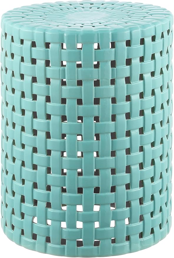 SAFAVIEH Home Collection Sayre Robins Egg Blue Ceramic 18-inch Decorative Accent Garden Stool for Living Room, Bathroom, Patio, Side Table, Plant Stand (Fully Assembled)