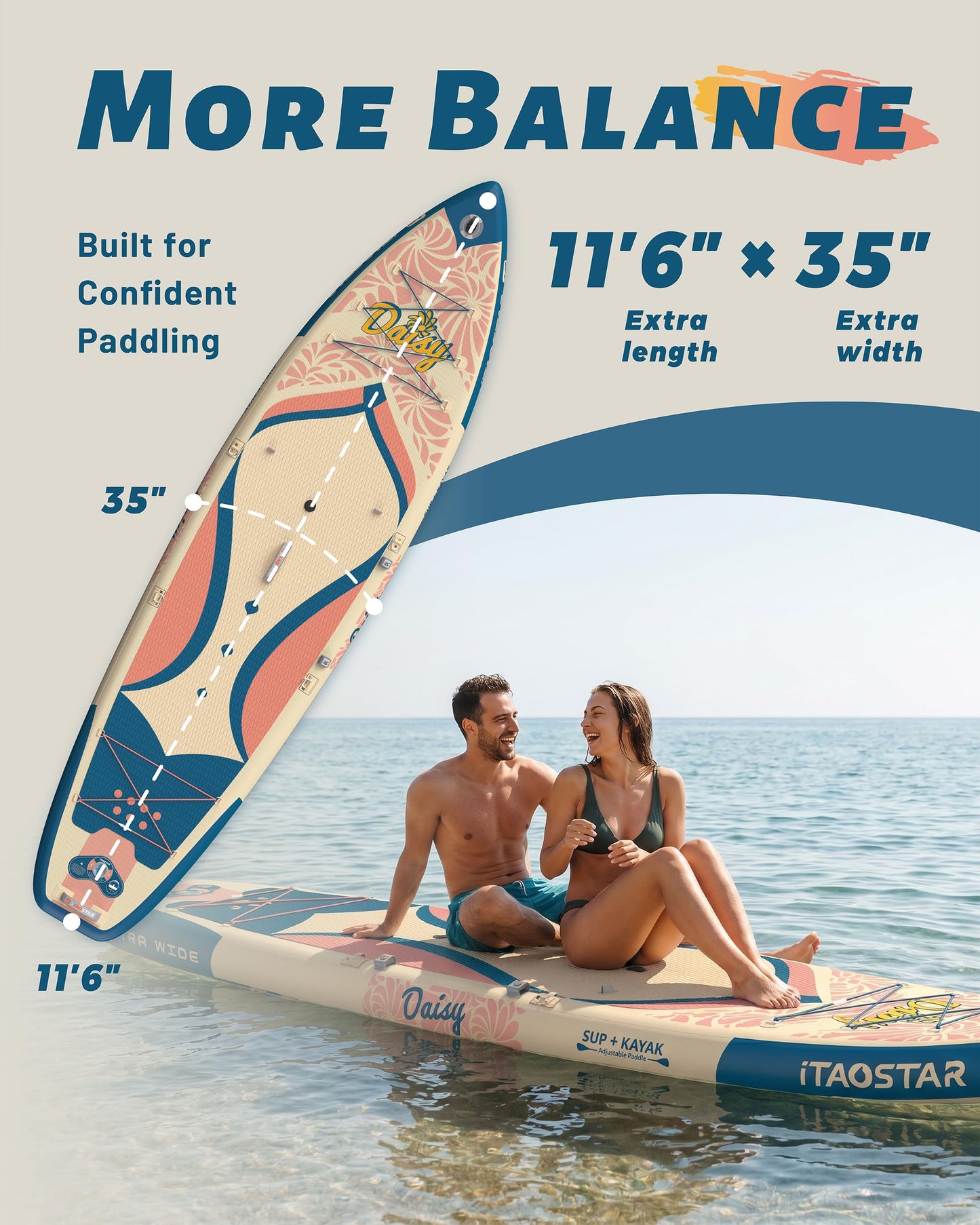 iTAOSTAR D03AP 35" Extra Wide Paddle Board for Better Balance, Inflatable Stand Up Paddle Board with Kayak Seat, Inflatable Paddle Boards for Women of All Skill Levels with Premium SUP Accessories