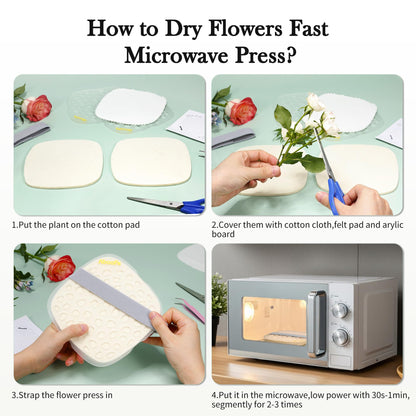 Aboofx Microwave Flower Press Kit, 6.3 x 6.3 inch(16x16cm) Quick Drying Flowers Pressing Kit, Flower Press for Adults, Pressed Flowers Plant Wedding Bouquet Preservation for DIY Arts Crafts Lovers