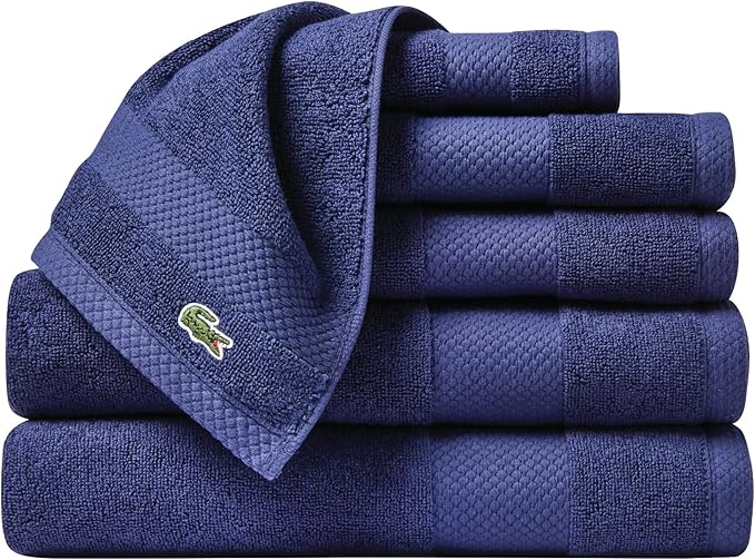 Lacoste Heritage Supima Cotton 6-Piece Towel Set, 2 Bath Towels, 2 Hand Towels