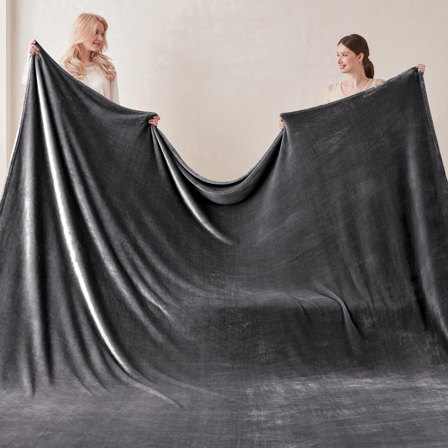 COOVA Oversized King Fleece Blanket 120x120 inches, Soft Cozy Warm Giant Extra Large 10'x10' Blanket for Bed, Sofa, Couch,Travel, Camping, California Huge Flannel Big Throw Blanket, Dark Grey