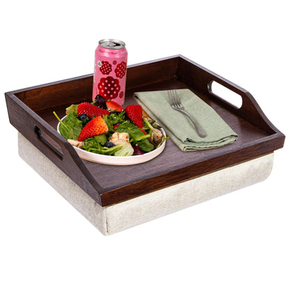 ROSSIE HOME Bamboo Wood Bed Tray, Lap Desk with Detachable Cushion, Serving Tray - Java - Fits up to 15.6 Inch Laptops - Style No. 76102