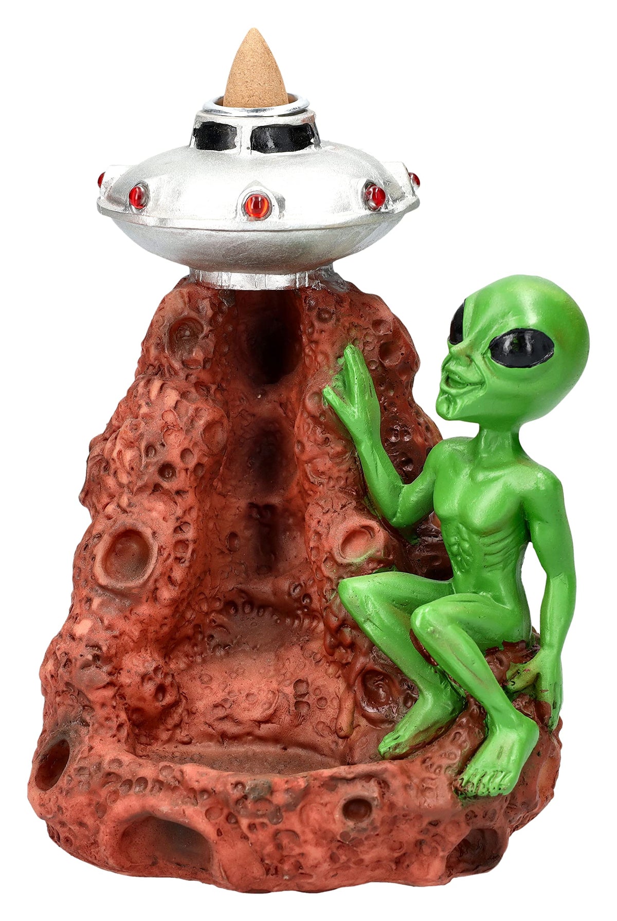 Pacific Giftware Backflow Incense Burner Alien with UFO Backflow Waterfall Incense Holder Alien Figure