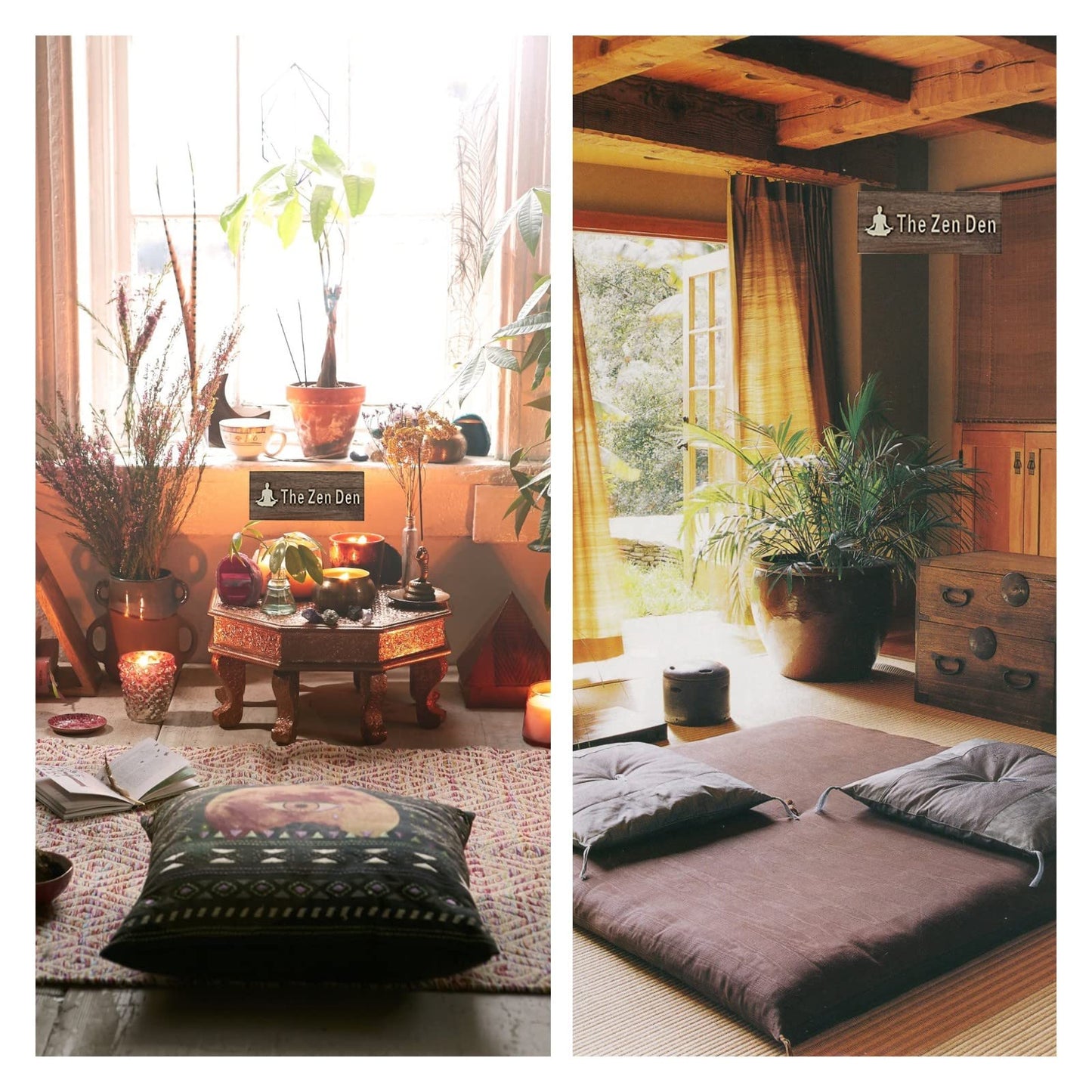 FIREFLYWEB The Zen Den signs Room Decor Meditation in Progress Wall Hanging Sign,Inspirational Wooden Door Plaque for Yoga Studio Bedroom Decoration (Brown)