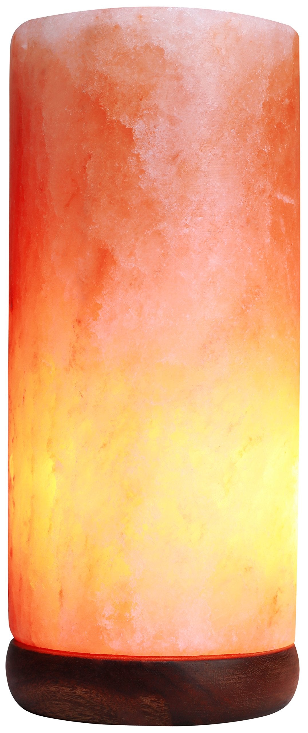 DeluxeComfort Himalayan Rock Salt Cylinder Lamp, 9 Inches Tall - Soft Calm Light - Table Lamp, Orange Hue