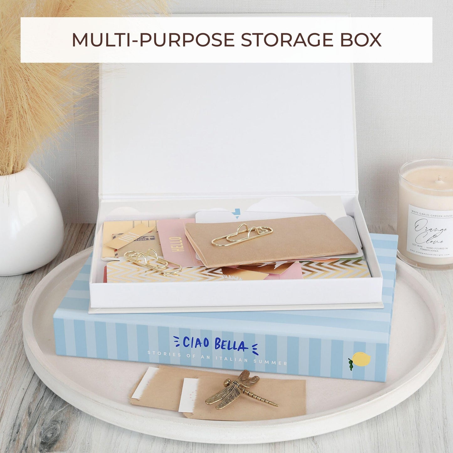 Beautiful Decorative Books - Set of 2 Coastal Room Decor Boxes Enhance Any Coffee Table, Bookshelf or Mantel Shelf - Aesthetic Fake/Faux Books for Modern Home Decoration, Photo Storage/Keepsake Box