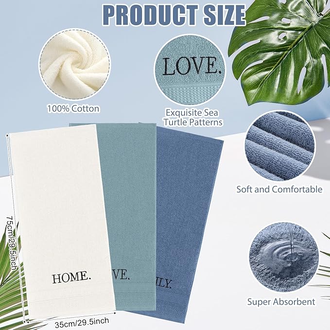 3 Pcs Home Love Family Decorative Hand Towels