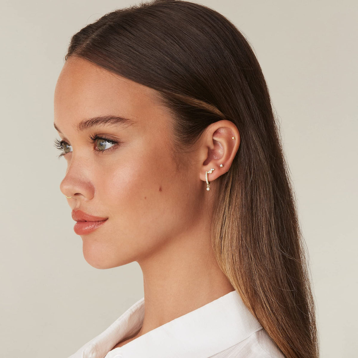 PAVOI Rhodiuum Plated 925 Sterling Silver Post Trendy Opal Stone Dangle Huggie Earrings for Women - Small Gold Hinged Gemstone Huggie Hoop Earrings