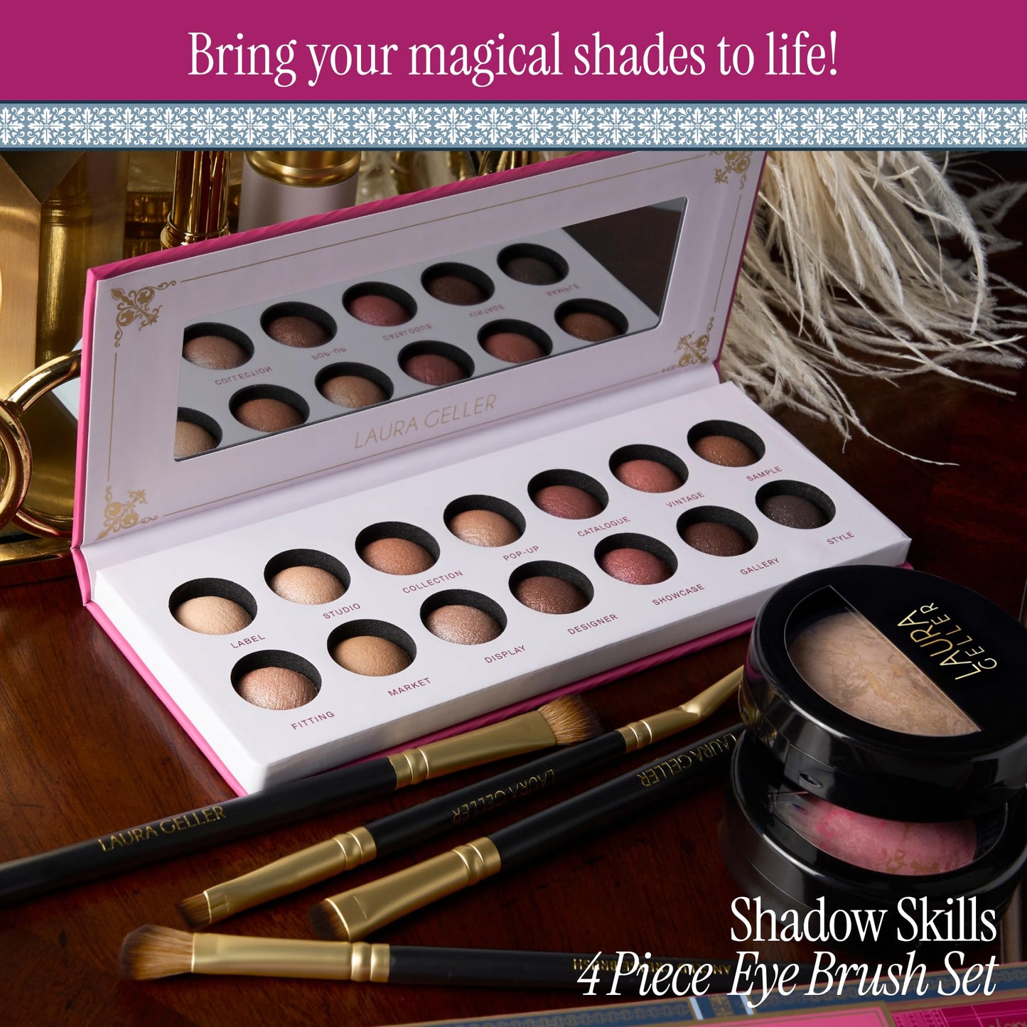 LAURA GELLER NEW YORK Retractable Black Kabuki Brush for Liquid, Cream and Powder Face Makeup With Aluminum Handle