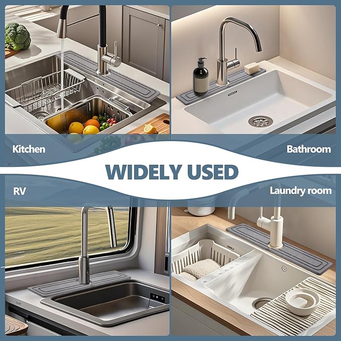 Faucet Mat for Kitchen Sink, Rapidly Absorbing Diatomite Fast Drying Stone