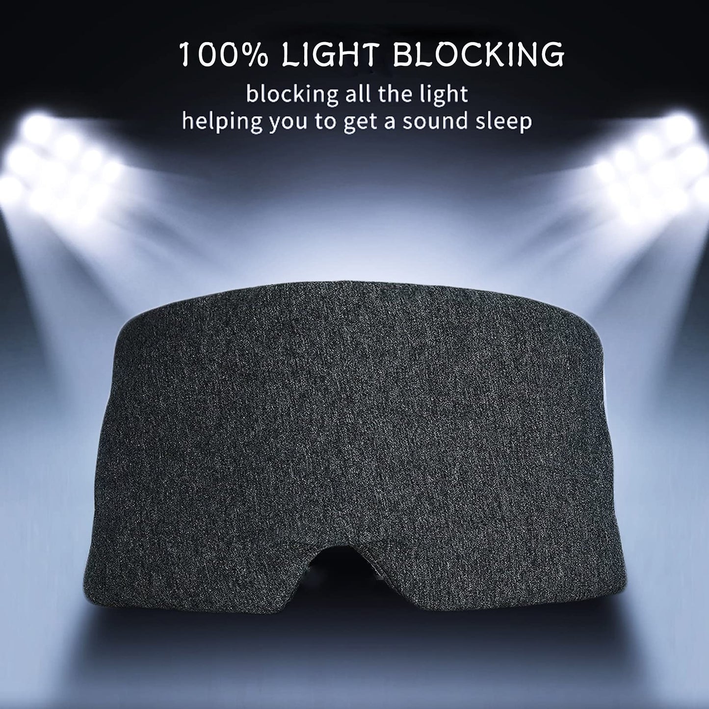 Sleep Mask for Men Women,100% Cotton Sleep Eye Mask with Fully Adjustable Strap, 100% Light Blocking Eye Mask for Sleeping, 0 Pressure Eye Covers for Travel Yoga Nap (Black)