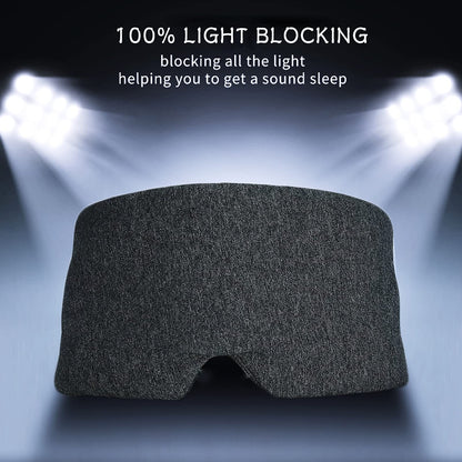 Sleep Mask for Men Women,100% Cotton Sleep Eye Mask with Fully Adjustable Strap, 100% Light Blocking Eye Mask for Sleeping, 0 Pressure Eye Covers for Travel Yoga Nap (Black)