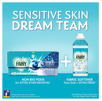 Fairy Non Bio Pods Washing Liquid Laundry Capsules, Fairy Pods, 120 Washes, Platinum With Extra Stain Removal For Sensitive Skin