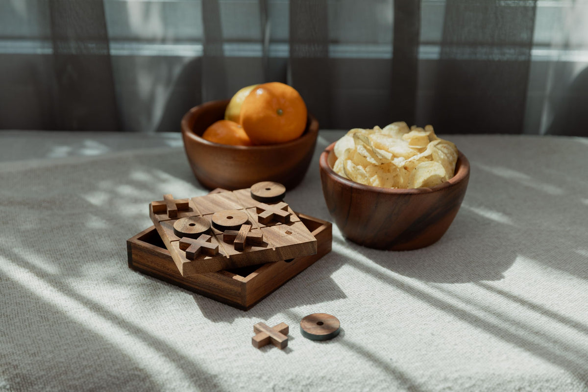 Acacia Wooden Salad Bowls (Set of 2): 6" x 3" Individual Wood Serving Bowls for Fruits, Cereal, Salads or Snacks - Handmade from a Single Organic Piece of Acacia Wood, Food Safe