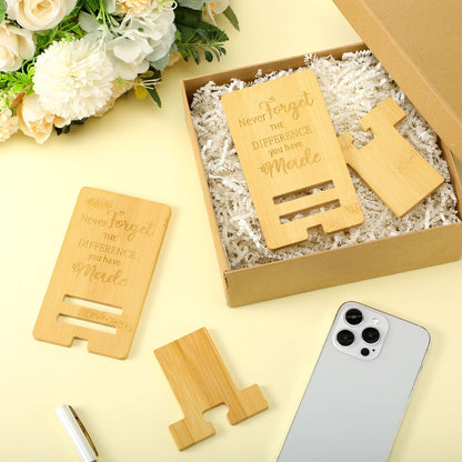 Ripeng 24 Pcs Employee Appreciation Gifts Bulk Bamboo Phone Stand for Desk Office Worker Thank You Gift for Administrative Team Coworkers Staff Graduation Nurse Teacher Week (Difference Made)