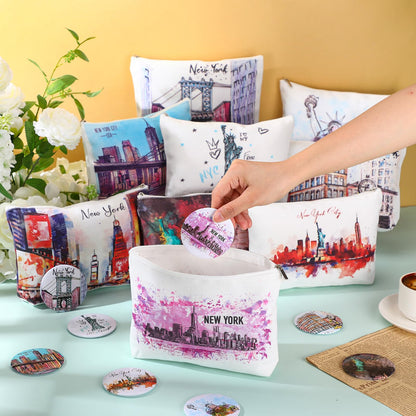Bulyoou 36 Set New York Souvenirs Gifts Bulk City Cosmetic Bag Nyc Makeup Mirrors Souvenirs from USA Women New York Makeup Bag Birthday Party Favors Trip Journey Gifts for Friend Sisters