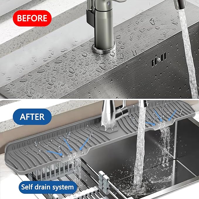 Kitchen Sink Splash Guard Gen2-30" x 6'' Silicone Sink Mat Splash Guard fit