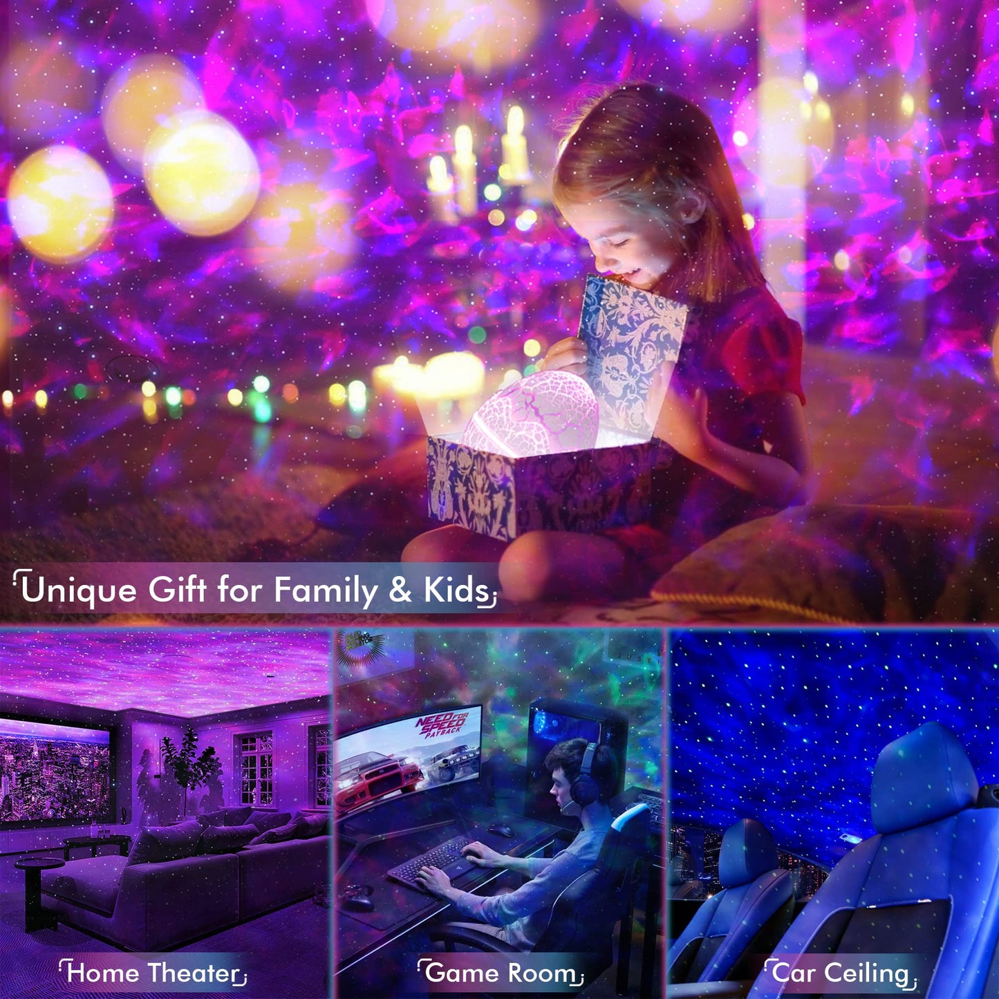 Rossetta Star Projector, Galaxy Projector for Bedroom Nebula Night Light Projector with White Noise, Bluetooth Speaker, Timer and Remote, Kids Room Decor, Birthday, Party, Gifts for Kids Teens Adults