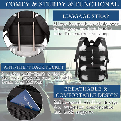Extra Large 50L Travel Laptop Backpack,Water Resistant Work Backpack Bag with USB Charging Port,Anti Theft Big Business Backpack,College School Computer Rucksack for Men Women,Fits 17Inch Laptop-Black