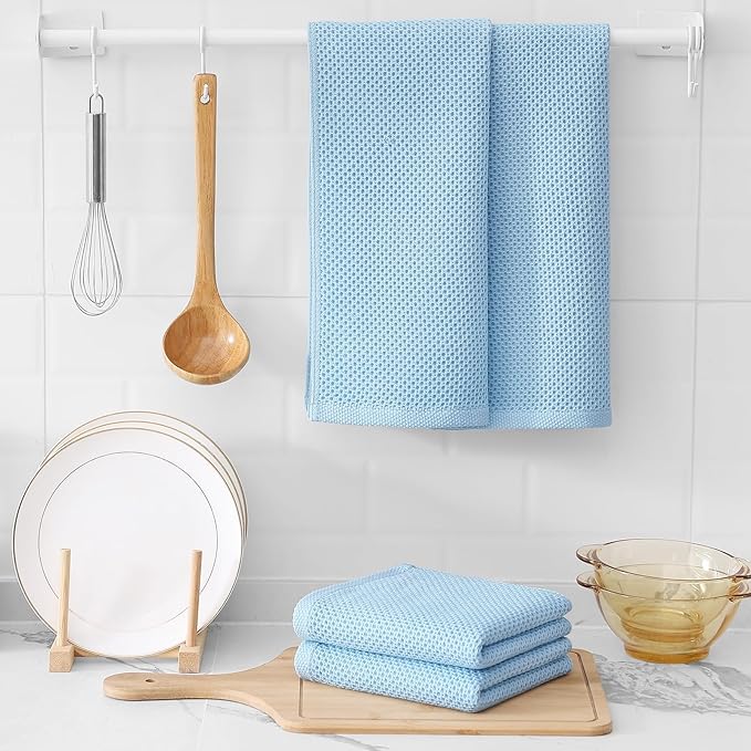 Kitinjoy 100% Cotton Waffle Weave Kitchen Hand Towels