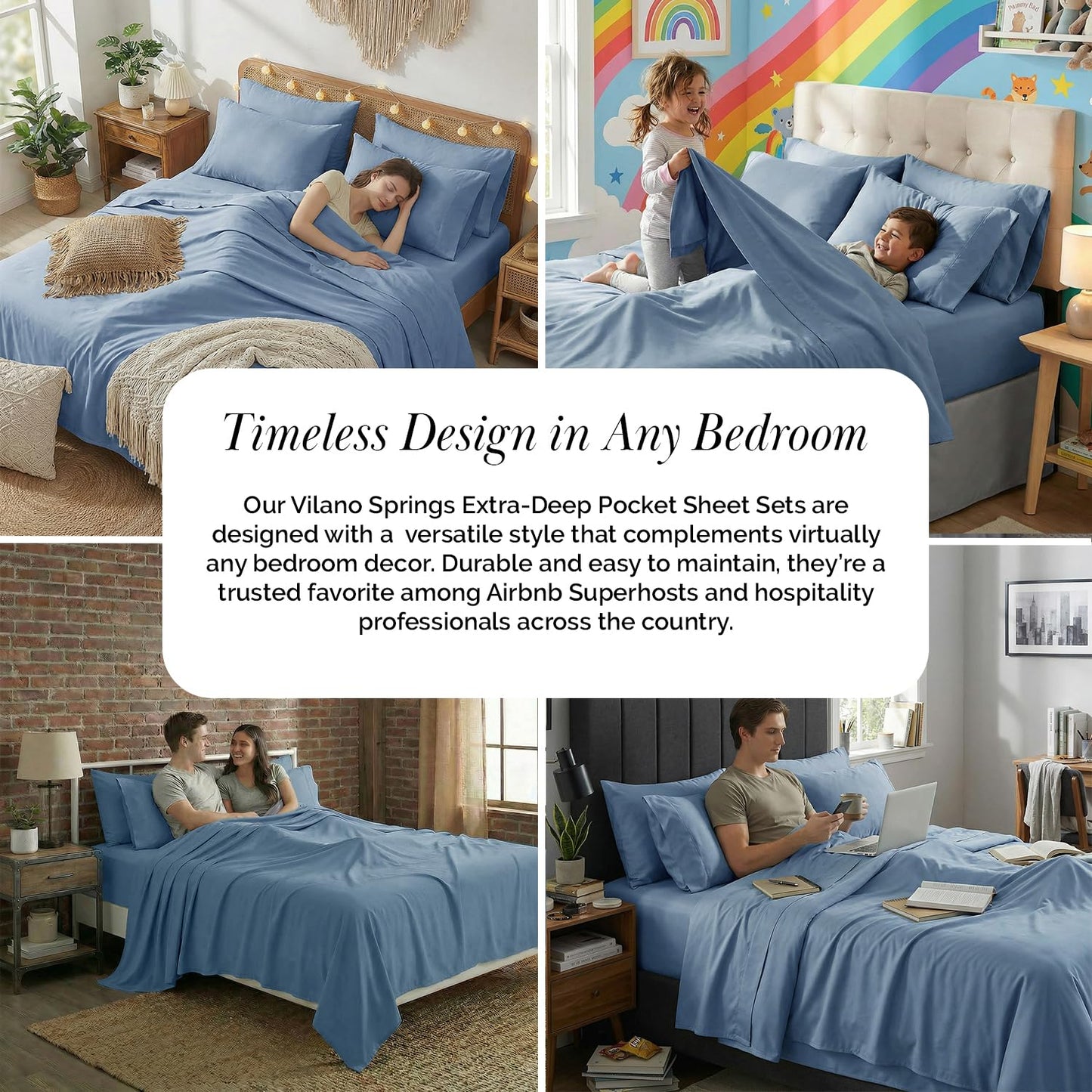 Southshore Fine Living, Inc. 6 Piece, 21 Inch King Size Sheets Set Deep Pockets - Wrinkle Resistant Bedding, Extra Deep Pocket King Sheet Set 78"x80" Hotel Style Breathable Microfiber - Coronet Blue