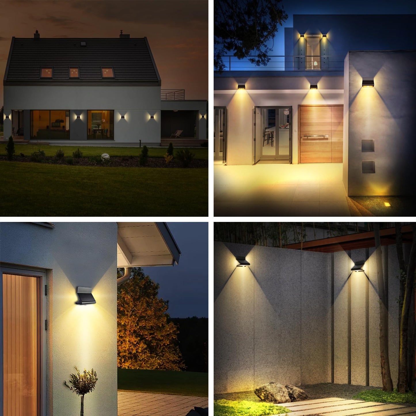 AURAXY Motion Sensor Outdoor Lights with Optical Lens - 3 Modes, IP44 Waterproof Solar Wall Light for Garden Patio Yard (2 Pack)