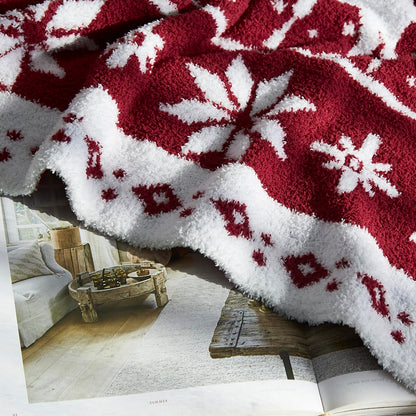 Super Soft Christmas Throw Blanket for Couch Bed Living Room Decor, Fuzzy Fluffy Fleece Cozy Like Chenille, Cute Tree Deer Snow Pattern, Thick and Warm for Winter, Red and White, Small 50x60 inch