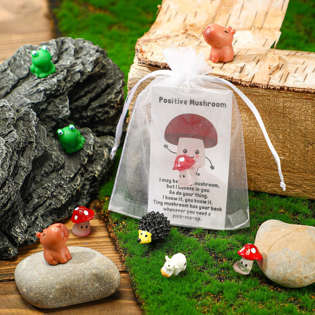 Fumete 25 Set Employee Appreciation Gift Bulk for Social Worker Volunteer Teacher Nurse Positive Resin Animal with Pun Motivation Note Card Inspirational Secretary Admin Assistant Thank You Gift