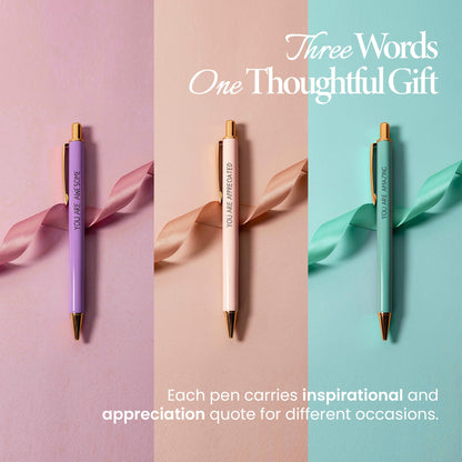 MESMOS 3Pcs Fancy Pen Sets for Women Gift, Administrative Professional Day Gifts, German-Ink, 1mm Tip, Cute Pens for Journaling No Bleed, Employee, Teacher Appreciation Gift, Thank You Gifts for Women