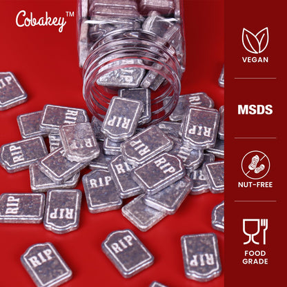 Tombstone Sprinkles for Cake Decorating, Silver Grey Sprinkles Perfect for Horror Dessert Party 3.52 Ounce