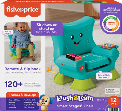 Fisher-Price Laugh & Learn Toddler Learning Toy Smart Stages Chair with Music Lights & Activities for Ages 1+ Years, Teal, HTW90