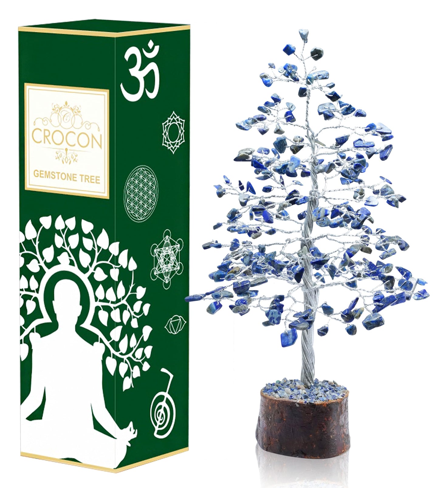 Crocon® Lapis Lazuli Healing Crystals Tree Bonsai Desk Decor for Women Blue Room & Office Decor Spiritual Gift Meditation Crystals Home Decor Cute House Warming Gifts for Men Dad Birthday Him, 10"